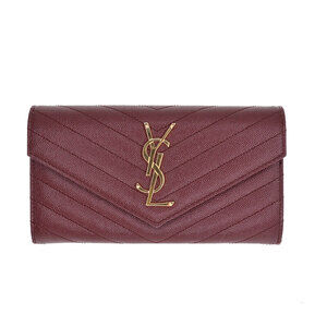 SAINT LAURENT Zip Around Long Wallet Rouge Opium YSL
